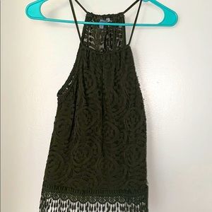 Green lace tank